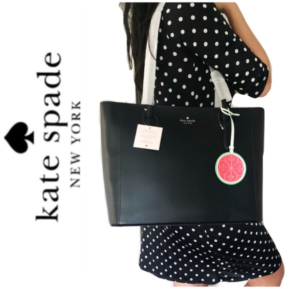 NWT Kate Spade genuine leather top zip tote black - Picture 4 of 6